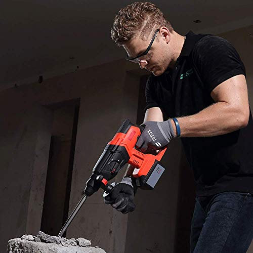 Taladro Percutor A Bateria, Taladro De Litio Cepillado Multifuncional, Martillo EléCtrico Ligero Recargable De 21V Y Pico, Compacto Y Potente