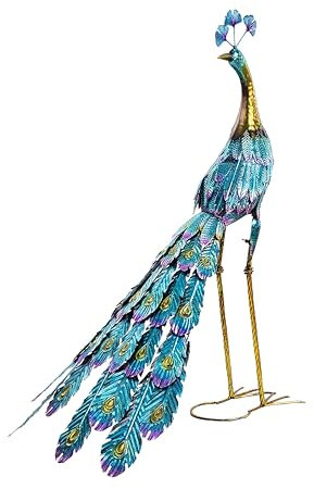 Alpine Corporation JUM207 Gartenfigur Pfau, Mehrfarbig