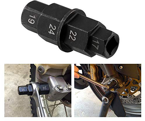 CYSKY Outil d'axe Hexagonal pour Motos Outil pour Adaptateur de Douille de Broche de moyeu de Roue Avant Hexagonal 17mm, 19mm, 22mm, 24mm pour Roue arrière Avant de Moto