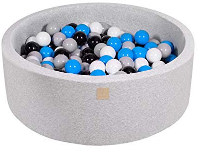 MEOWBABY Piscine À Balles 90X30cm/200 Balles ∅ 7Cm pour Bébé Enfant Bambin Jouets pour Les Tout-Petits Fabriqué de Jouet Rond Mousse Fabriqué en UE Gris Clair: Blanc/Bleu/Noir/Gris