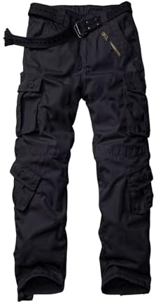 AKARMY Womens Cargo Pants with Pockets Outdoor Casual Ripstop Camo Military Combat Construction Work Pants Black