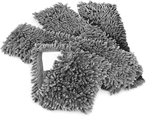 com-four® 4X Ersatz-Bezug für Bodenwischer - Wischbezug aus Microfaser Chenille zur gründlichen Reinigung Ihrer Wohnfläche (04 Stück - grau)