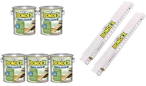 Bondex BigPack XXL 5x Douglasien Öl Douglasie 4,00l 329616 + 2 x Bondex Zollstock