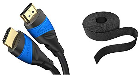 KabelDirekt – 15m – 4K HDMI cable 20mm x 5m slim Hook & Loop Tape for Cables (reusable, black)