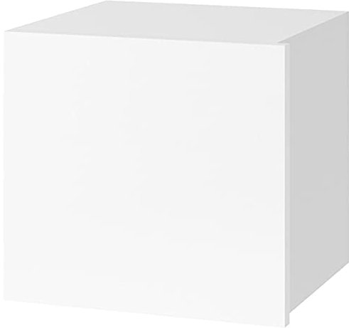 RAVIO Wandschrank Fango Wandregal Stilvoll Hängeschrank Grifflose Öffnen Hängeregal modernes Bücherregal 1-Türig Büroregal Hängend Regal Hersteller (Weiß/Weiß Hochglanz)