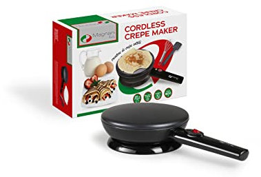 MAGNANI 800 W Crêpes-Maker mit Antihaftbeschichtung, Pfannkuchenpfanne mit LED-Kontrollleuchte, Crêpes Eisen mit Griff, Schneebesen, Spachtel und Teller, Ø20 cm