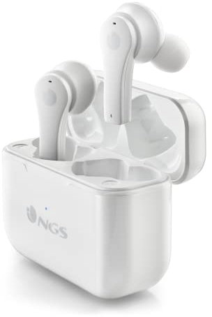 NGS ARTICA Bloom White - Auriculares inalámbricos Compatible con tecnología Bluetooth y TWS, Base de Carga, 24h de autonomía, micrófono, Control táctil.