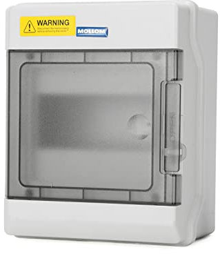 Mollom 6 vie Scatola di Distribuzione Elettrica con Bus Bars e Guida Din per Interruttore Magnetotermico MCB, Impermeabile IP66. Lucchetto Disponibile per Uso Interno ed Esterno