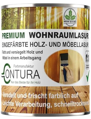 Wohnraumlasur Holzfarbe 750ml Möbellasur Lackbeize Möbellack Lacklasur Holzlack Wohnraum-Lasur Innenlasur (06 Eiche)