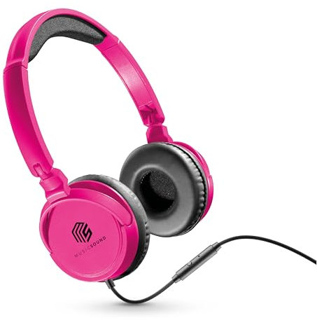 Music Sound / HEADBAND filo Basic/Cuffie on ear pieghevoli con filo e microfono - Jack 3.5 mm - Colore Rosa, One size