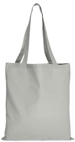 TEXXILLA Baumwolltasche - OEKO-TEX 100 zertifiziert | mit zwei langen Henkeln | 38x42cm | Jutebeutel | Einkaufstasche | unbedruckt, Farbe:hellgrau