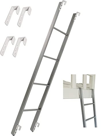 Scaletta Letto a Castello Scala a Castello Regolabile Argento, Scala per Letto a Castello del Dormitorio della Scuola Domestica con 4 Ganci, Scala a Soppalco Sostituibile, Carico 150 kg/ 330 Libbre