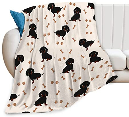 Fuzawet Dachshund Blanket Cute Soft Cozy Dachshund Fleece Warm Fuzzy Weiner Dog Paw Throw Dachshund Gifts Stuff for Women Kids Bed 40''X50''