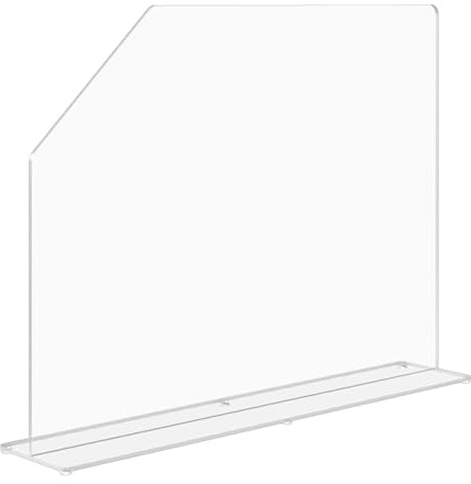 Sink Splash Guard Clear Acrylic with Easy Reach Cutaway Free Standing One Piece Protective Shield 23.5 x 4.5 x 18 Barrier for Kitchens Medical Offices and Labs by Marketing Holders