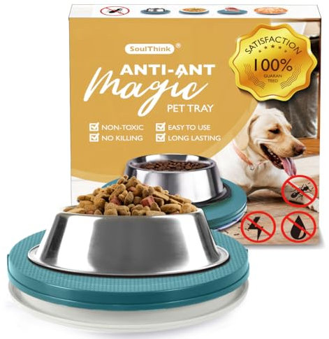 SoulThink® Bandeja a prueba de hormigas para gatos y perros – Nueva innovación antihormigas para mascotas, plato de comida para mascotas, sin productos químicos, no necesita agua, diferente de la