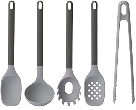BergHOFF Leo Kochutensilien-Set, hitzebeständiges Silikon, weicher Griff, 5-teilig