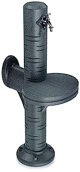 Wasserzapfstelle anthrazit Wasserentnahmestelle Savona Granit grau aus hochwertigem Kunststoff mit Wasserhahn. Die Wasserzufuhr erfolgt über EIN handelsübliches Schlauchstecksystem auf der Rückseite