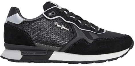Pepe Jeans Brit Pailletten Leder Sneakers schwarz