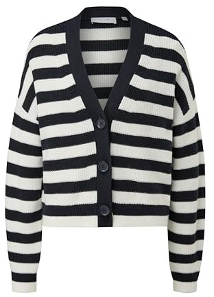 Comma CI Strickjacke, dark blue-white stripes, size: 44 DE