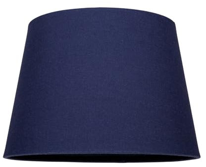 Traditional 8 Inch Midnight Blue Linen Fabric Drum Table/Pendant Lamp Shade 40w Maximum | Inner Luxurious Matching Cotton Lining | 20cm Bottom Diameter by Happy Homewares