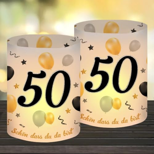 12 portacandele da tavolo per 50 compleanni, Lanterne Antivento da Tavolo, Decorazione da Tavolo per Lanterne di Compleanno, 50 anni Compleanno Donna Decorazioni Tavolo, Adatto per Lumini o Candele