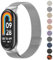 Oumida für Xiaomi Mi Smart Band 8 Armband Herren Damen, Metall Armbänder Edelstahl Mesh Uhrenarmband Magnetisch Verstellbar Sport Ersatzarmband für Xiaomi Mi Band 8 Ersatzbänder, Silber