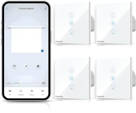 GreenSun Interrupteur Volet Roulant Connecté - Interrupteur WiFi Interrupteur Tactile pour Rideau de Fenêtre Interrupteur Connecté Compatible avec Alexa/Google Home, Contrôle APP Tuya/Smart Life, 4PCS