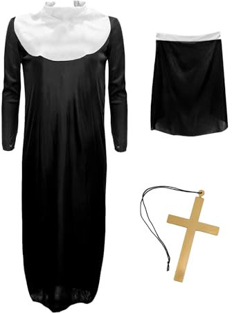 MIZSPISE Sexy Nonnen Kostüm Frauen Reizwäsche Transparent Cosplay Costume Damen Nun Kleid Halloween Rollenspiel Rave Festival Karneval Outfit Nonnenkostüm Dessous Set Durchsichtig