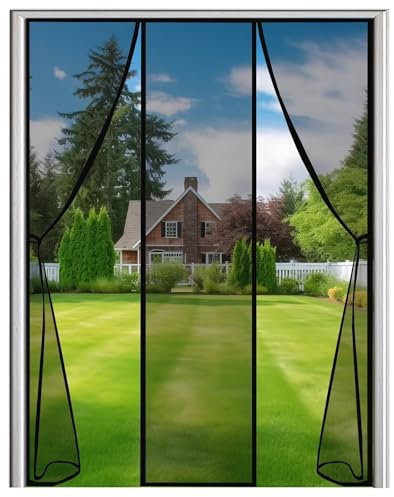 moustiquaire porte camping car Moustiquaire Porte Fenetre Fermeture Automatique Rideau Anti Mouche sans Percer pour Couloirs Portes Patio - Noir,225x270cm