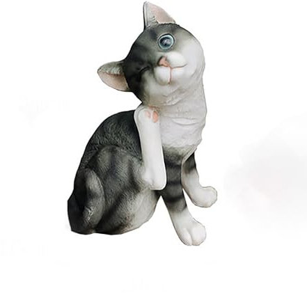 Pevfeciy Garten deko draußen Gartenfiguren & gartenstatuen Niedliche Statue Einer Schwarz-weiße Katze Harz Gartenskulptur,Balkondeko Geschenk für Frauen,28x20x16cm,Schwarz
