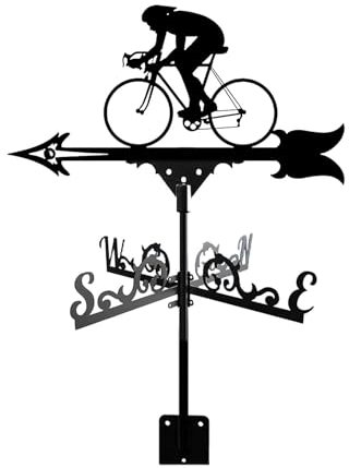 Girouette de jardin en acier inoxydable durable pour vélo Marathon Indicateur de direction du vent pour toit extérieur