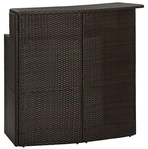 HEFZGDB Garten-Bartisch Braun 120x55x110 cm Poly Rattan Campingtisch Gartentisch Balkontisch Geeignet für Gärten, Terrassen, Decks.