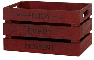 Wickerfield Plywood Wooden Storage Crate with Oval-shaped Handles - Home and Office Collection Box Gift Display Box (Burgundy)