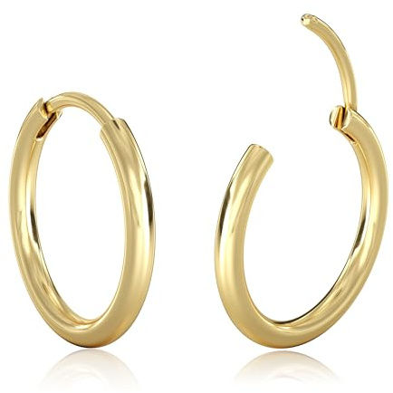 Milacolato 2 Pcs Kleine Creolen Damen Männer 316L Chirurgenstahl | Hypoallergene Knorpel Tragus Helix Daith Sleeper Scharnier Creolen Huggie Ohrringe 16G Nasenring Lippenring Piercing Schmuck
