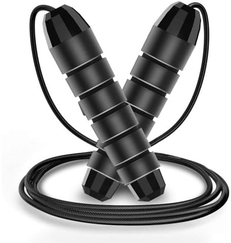 Skipping Rope, Jump Rope Adjustable, Jumping Rope with Tangle-free PVC Coated Steel Cable, Rapid Ball Bearings & Soft Foam Handle For Men Women Kids Home Exercise, Fitness, Fat Burning, Boxing