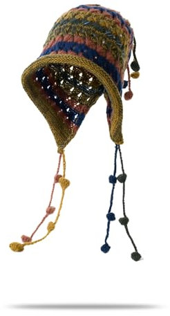 YAMEE Strickmütze für Damen mit Ohrenklappe, Warme Wintermütze Gestrickte mit Quaste, Modisch Niedlich Retro Beanie Winddicht, Freien Sport Kappe Ski Mütze