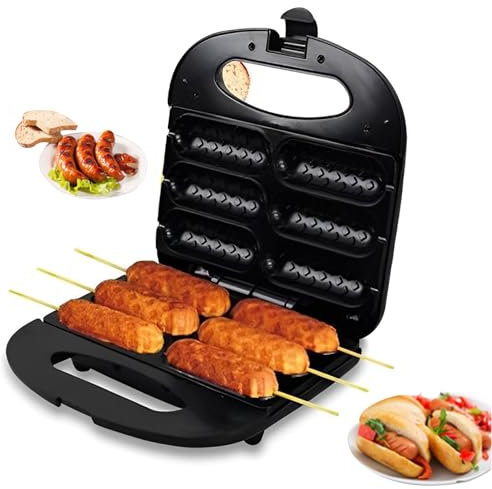 Corn Dog Waffle Maker, 750W Hot Dog Waffle Machine with indicator light Non-stick Coating Plate Double-sided heating, Hot Dog Maker Toaster Make 6 sticks Corn Dogs in Minutes, Easy to Clean
