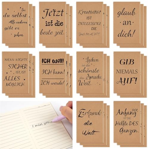 Hopton 30 Stück Mini Notizbuch A6, Inspirierende Mini Notizblock Kleines Dankeschön Geschenk, 32 Seiten Mini Notizbuch mit Kraftpapier Einband für Familie Schule Büro Notizen Dankeschön Geschenke