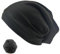 Xuigort Verstellbare Mütze Damen Herren, Klassische Damen Beanie Mütze, Herren Jersey Longbeanie, Slouch Weich Dünne aus Baumwolle, Unisex, Elastisch Laufmütze für Alle Jahreszeiten(Schwarz)