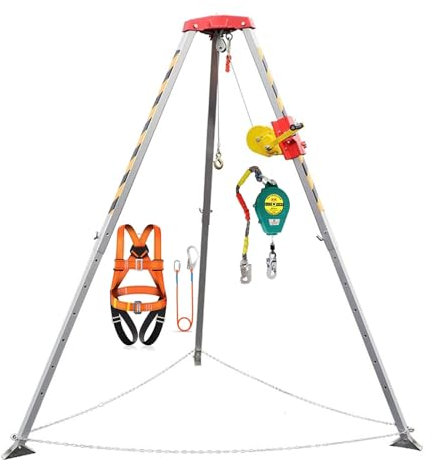 RDWQDGJG Fall Arrest Kits,Rescue Tripod System Kit 1200lbs 1800 2600 Lbs - Safety Fire Rescue Tools for Exploration Well Manhole Tunnel Sewer Vertical Entry
