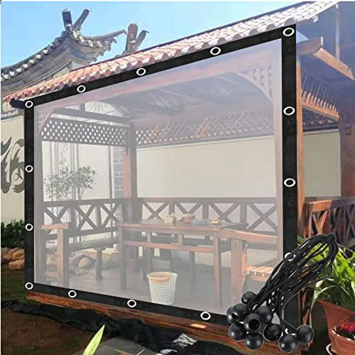 VagxTbs Rideau Plastique Transparent Bâche Imperméable, avec des Oeillets, pour Piscine, Belvédère, Avant-Toit, Villa, Arrière-Cour (Clear,10' x 13')