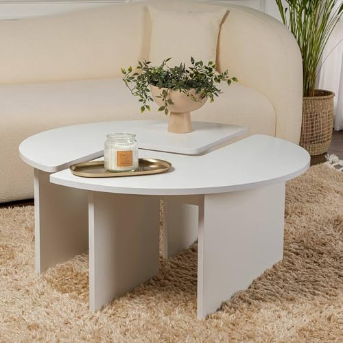 Dmora Couchtisch Codroipo 90x90x41h cm Rund Weiß