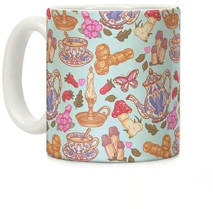 GRFFZX Cottage Core Coffee Mug, Cottagecore Peens Pattern Coffee Mug, Cottagecore Coff ee Mug, Cottage Core Mu g, Cutest Mushroom Mu g, Gifts for Mom,Grandma (11OZ)