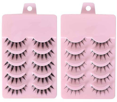 10 Paires Faux Cil Naturel,3D Faux Cils Oeil de Chat, Fau Cilses Moelleux, Faux Cils Volume Russe Cils pour Créer un Look Charmant,Convient à Toutes les Occasions de Porter （14cm）