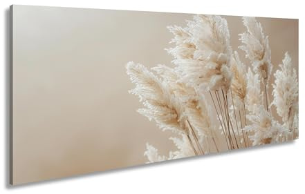 Leinwandbild Zartes Pampasgras – flüsternd im Hauch der Stille. Panorama 100x50cm XXL Kunstdruck Bild auf Keilrahmen/Wandbild/Wohnzimmer Dekoration