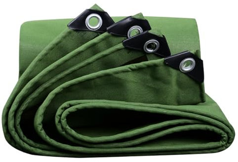 Bâche en toile verte imperméable avec œillets antirouille - Bâche polyvalente de 1,5 x 3 m, 3 x 3 m, 3 x 4 m, pour caravane, bois, piscine, extérieur, protection robuste