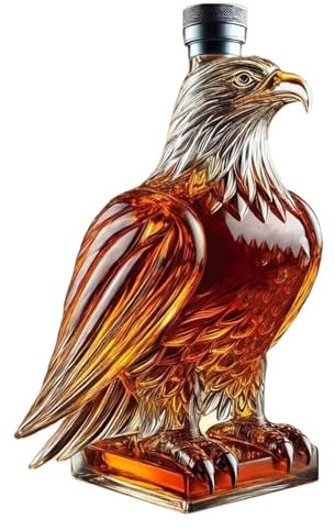 Eagle - Decantador de whisky, botella de vidrio, recipiente para licor, 25 x 17 x 13 cm con diseño artístico, regalo decorativo para degustación de cerveza de vino tinto para hombres, coleccionistas