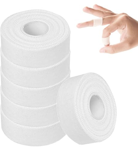 6Rolls Zinc Oxide Tape 1.25cm x 10m, Breathable Wrist Finger Tapes | Self-Adhesive White Sports Strapping Athletic Tape for First Aid Sports, Cohesive Bandage for Wrist Finger