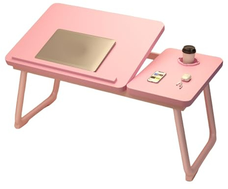 Faltbare Laptoptisch Notebooktisch Betttisch Betttablett Notebook Laptoptisch Mit Getränkehalter for Bett & Couch, Tragbarer Lapdesk Zum Lesen & Frühstück(Pink)