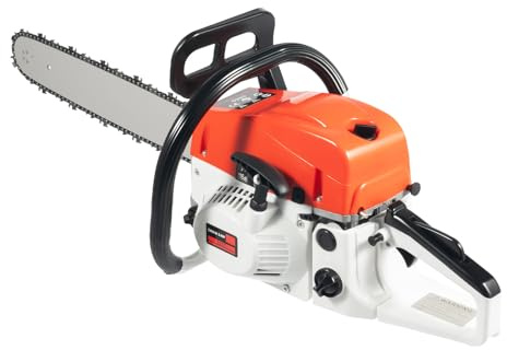 20 Petrol Chain Saw, 52CC 2-Stroke Gasoline Chainsaw, Gas-Powered Chainsaw 2000W with Quick Start System, Manual Pull-Start Handle, for Tree Cutting, Firewood Preparation, Shrub Pruning